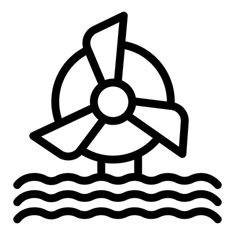 Illustration Of A Simple Black Line Art Icon Of A Traditional Watermill