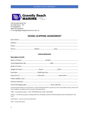 Fillable Online Mooring Service Agreement Fax Email Print PdfFiller