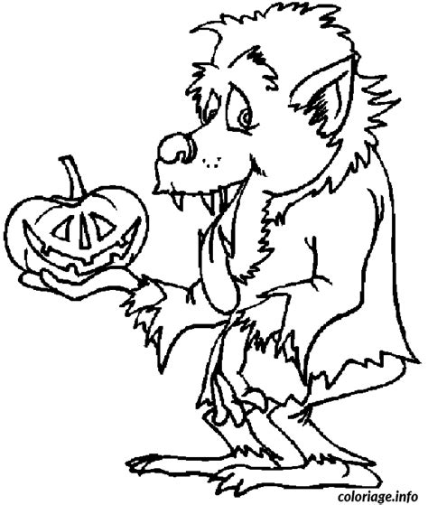 Coloriage Un Loup Garou Avec Une Citrouille D Halloween Dessin Monstre