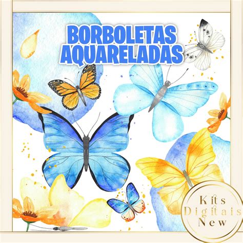 Borboletas Aquareladas Aquarelas Kit Digital Elo7