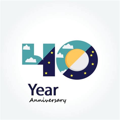 40 Year Anniversary Logo Vector Template Design Illustration Blue And White 2052530 Vector Art