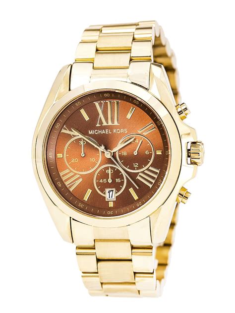 Michael Kors Men S Mk5502 Unisex Bradshaw Brown Dial Yellow Gold Steel Bracelet Chronograph