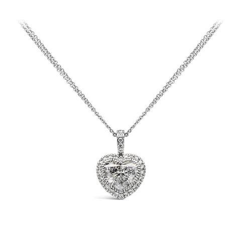 Roman Malakov 305 Carats Heart Shape Diamond Halo Pendant Necklace For Sale At 1stdibs