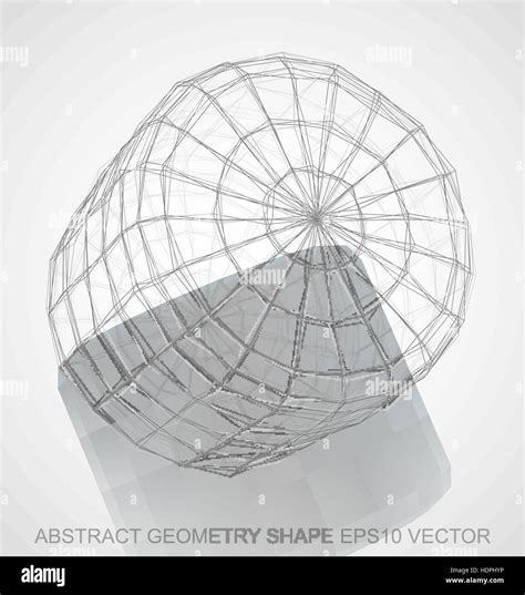 Abstract Stereometry Shape Pencil Sketched Cylinder With Reflection