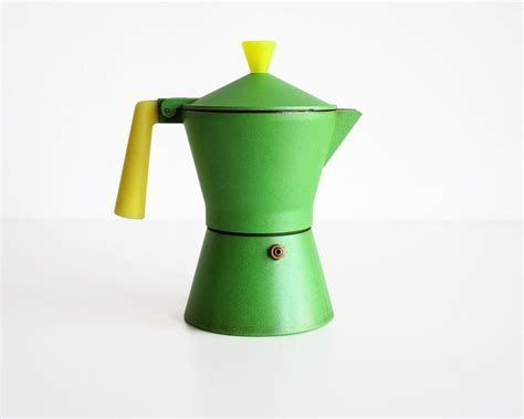 Caffettiera Verde E Gialla Fluo Marca Alpu Vintage Per 4 Tazze Etsy