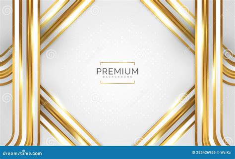 Luxury White And Gold Background With Golden Lines And Paper Cut Style Stock Vector