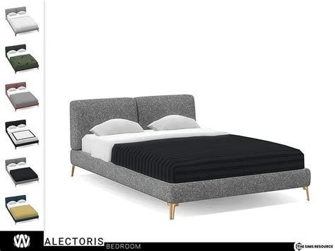 Wondymoon S Alectoris Double Bed In 2024 Sims 4 Beds Sims 4 Sofa Bed