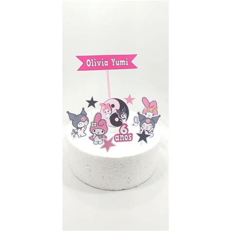 Topo De Bolo Topper Personalizado Kuromi E My Melody Shopee Brasil