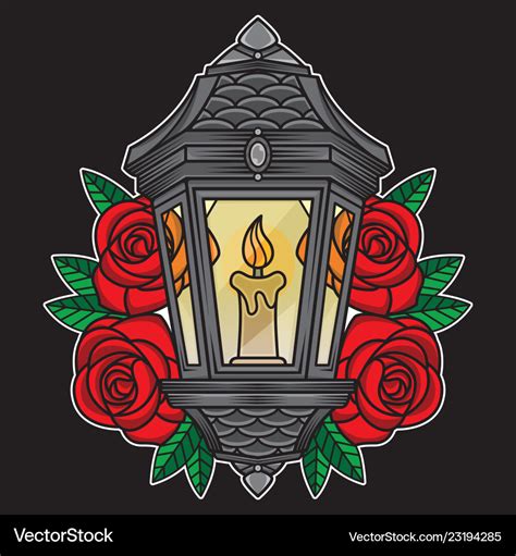 Traditional lantern tattoo Royalty Free Vector Image