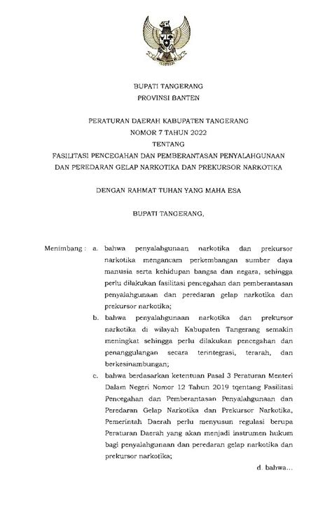 Peraturan Daerah Kab Tangerang No 7 Tahun 2022 Tentang Fasilitasi