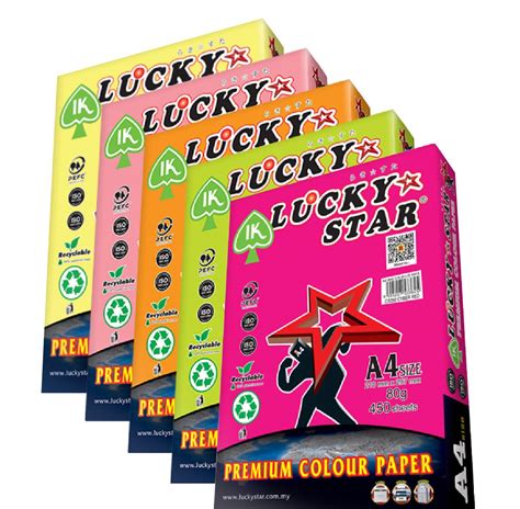 Ofiskita IK Lucky Star A4 Premium Colour Paper 80GSM Fluorescent