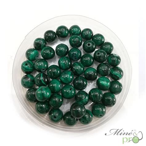 Malachite Naturelle A En Perles Rondes 6mm Lot De 10 Perles Mine