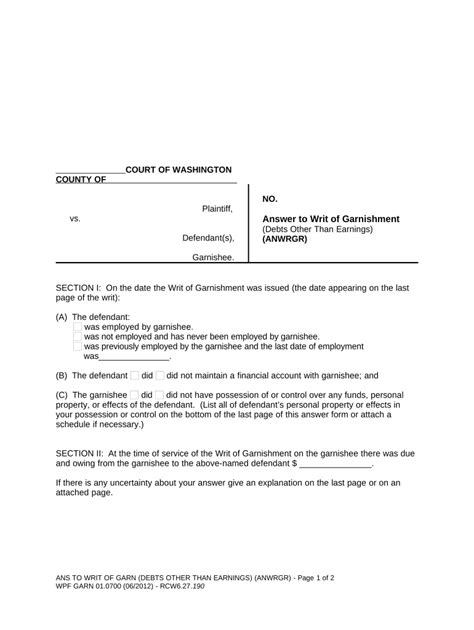 Sample Answer To Writ Of Garnishment Florida Fill Out And Sign Online Dochub