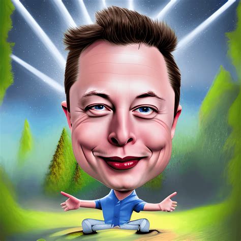 Digital Graphic Hyper Realistic Detailed Funny Caricature Chibi Elon