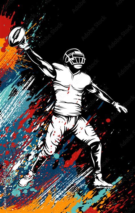 American Football Player Quarterback Isolated Illustration Football