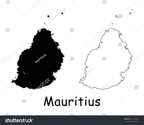 Mauritius Country Map Black Silhouette Outline Stock Vector (Royalty ...