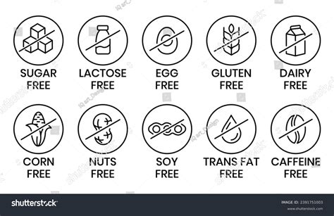 Set Allergen Free Icons Allergen Free Products Royalty Free Stock