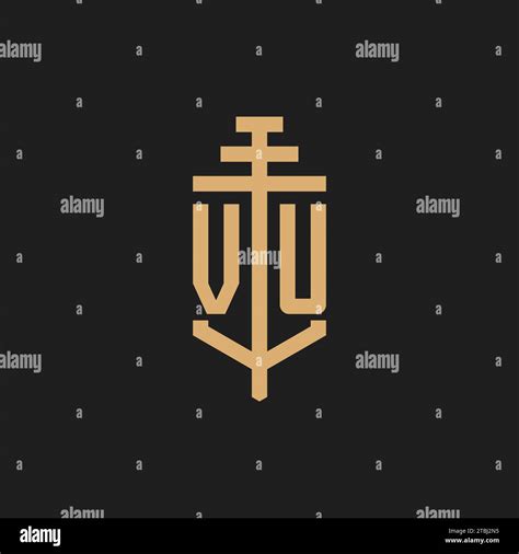 VU Initial Logo Monogram With Pillar Icon Design Vector Law Firm Logo