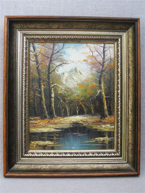 Vintage Landscape Painting Framed Original Fine Art Nature Art