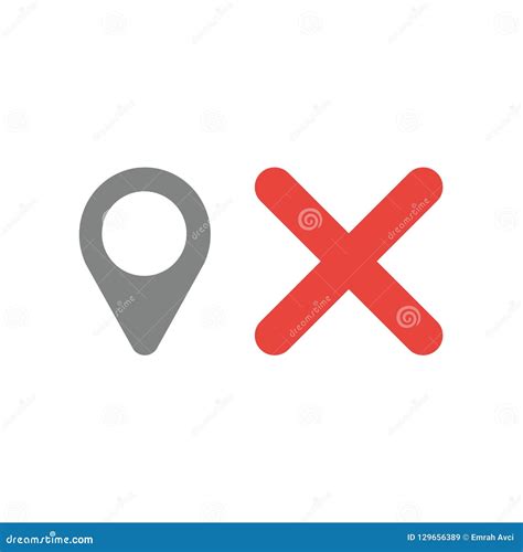 Vector Icon Concept Of Map Pointer With X Mark Stock Vector