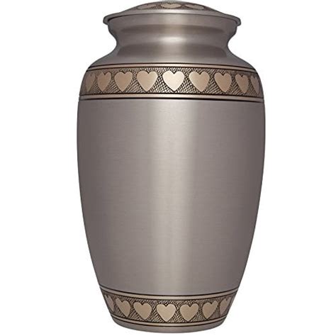 Golden Hearts Brushed Pewter Brass Urn Lone Star Cremation