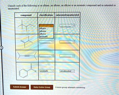 Solved Classify Each Of The Following As An Alkane Alkene Alkyne