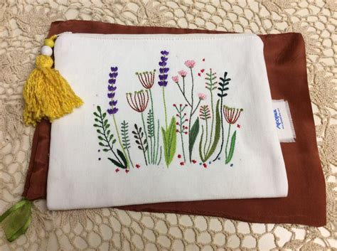 Cotton Pouch Bag Hand Embroidered With Colorful Wild Etsy