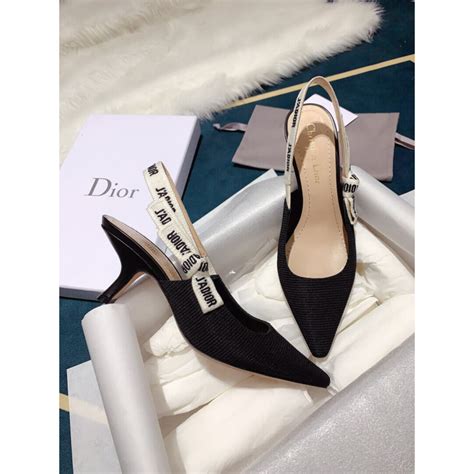 Christian Dior Fabric Jadior Slingback Kitten Heel Pumps C200