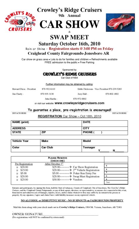 8 Car Show Registration Form Templates Word Excel Samples Trade Show