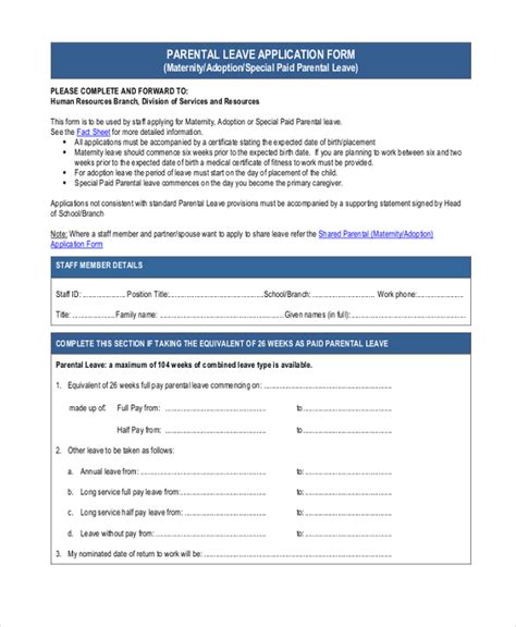 Free Leave Application Form Samples Pdf Ms Word Google Docs Excel