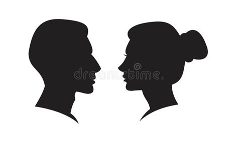 Man And Woman Silhouette Face To Face Vector Icon Template Black Color