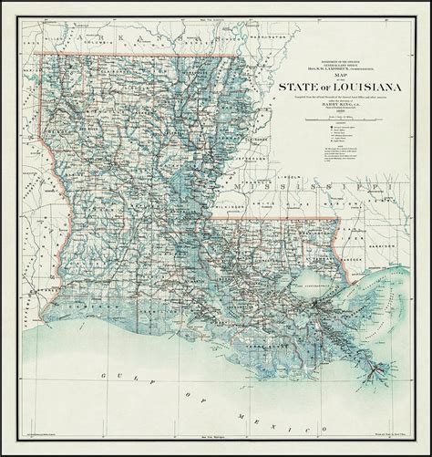 State Of Louisiana Historical Map 1896 Photograph By Carol Japp Fine