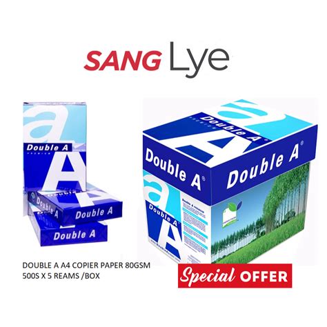 Double A A4 Copier Paper 80gsm 500sx 5 Reams Box Shopee Malaysia