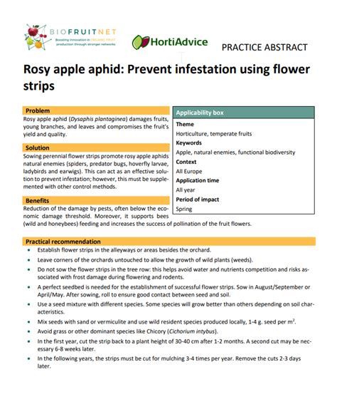 Rosy Apple Aphid Prevent Infestation Using Flower Strips Biofruitnet Practice Abstract