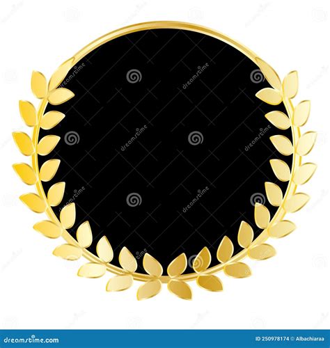 Escudo Negro De Armas Con Corona De Laurel Dorado Icono De Vector