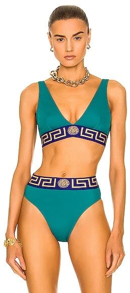 Versace Greca Band Triangle Bikini Top In Green ShopStyle Swimwear