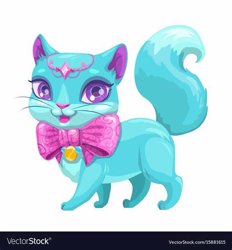 Cute Cartoon Beautiful Princess Cat Vector Image On Vectorstock Cat