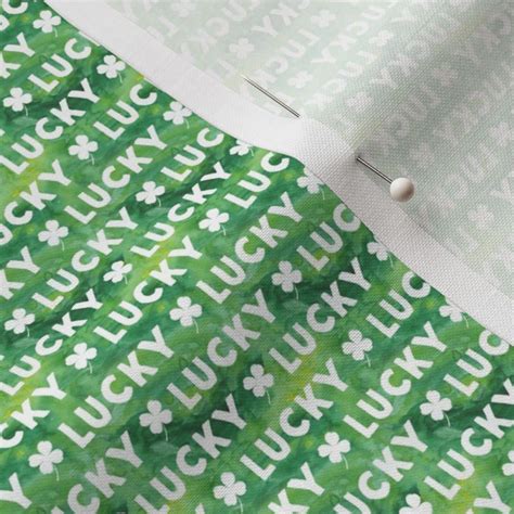 Micro Scale Lucky Watercolor Green Fabric Spoonflower