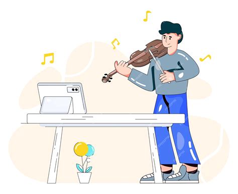 Premium Vector | Music teacher in front of camera flat illustration of ...