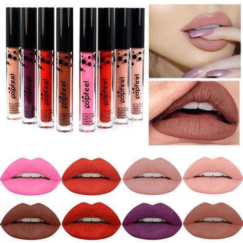 Popfeel Brand Makeup Lip Gloss Matte Lip Stick Waterproof Long Lasting