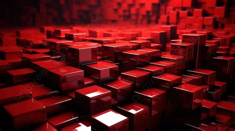 Stacked Red Cube Bars In Abstract 3d Render Background Cube 3d Blocks