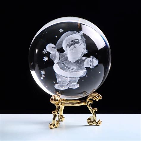 60 80mm 3d Christmas Santa Ortree Crystal Ball Glass Sphere Crystal Craft For Nice T Home