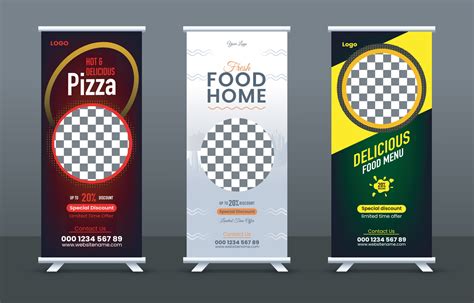 Food rollup banner design for restaurant. Vertical, roll-up template ...