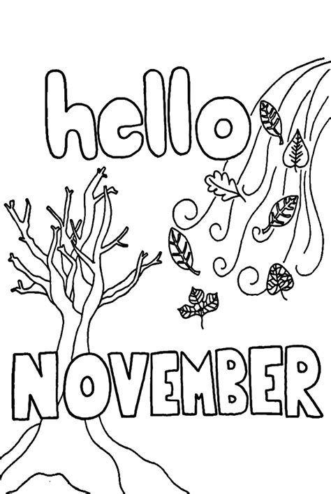 Hello November Month Coloring Page Free Printable Coloring Pages