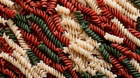 Top View Of Tricolore Fusilli Pasta A Texture Background With A