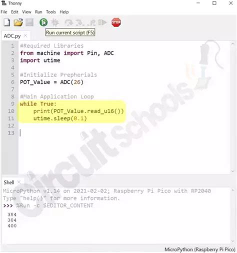 How To Use Adc On Raspberry Pi Pico In Detail With Micropython Example Circuit Schools