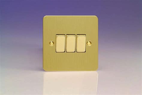 Xfb D Varilight Ultra Flat Plate Brushed Brass Gang Light Switch