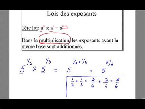 MAT4105 Lois Des Exposants YouTube