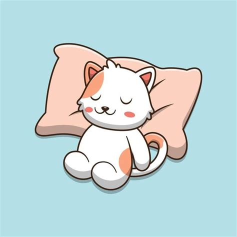 Dibujos animados lindo gato durmiendo en una almohada | Vector Premium ...