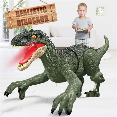 Remote Control Dinosaur for Boys 3 4 5 7 8-12,2.4Ghz Realistic Remote Dinosaur Toys with Light ...